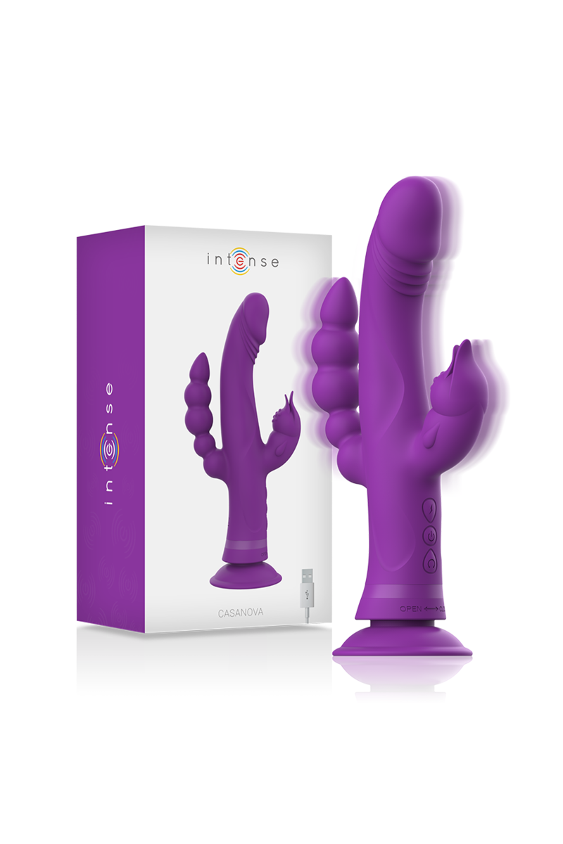 INTENSE - CASANOVA VIBRADOR RABBIT SILICONA TRIPLE MOTOR MORADO