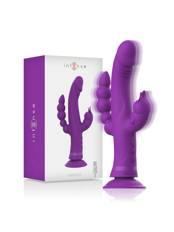 INTENSE - CASANOVA VIBRADOR RABBIT SILICONA TRIPLE MOTOR MORADO