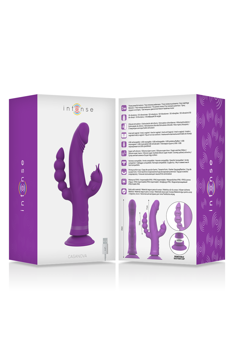 INTENSE - CASANOVA VIBRADOR RABBIT SILICONA TRIPLE MOTOR MORADO
