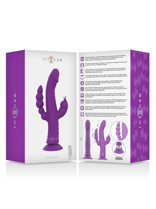 INTENSE - CASANOVA VIBRADOR RABBIT SILICONA TRIPLE MOTOR MORADO