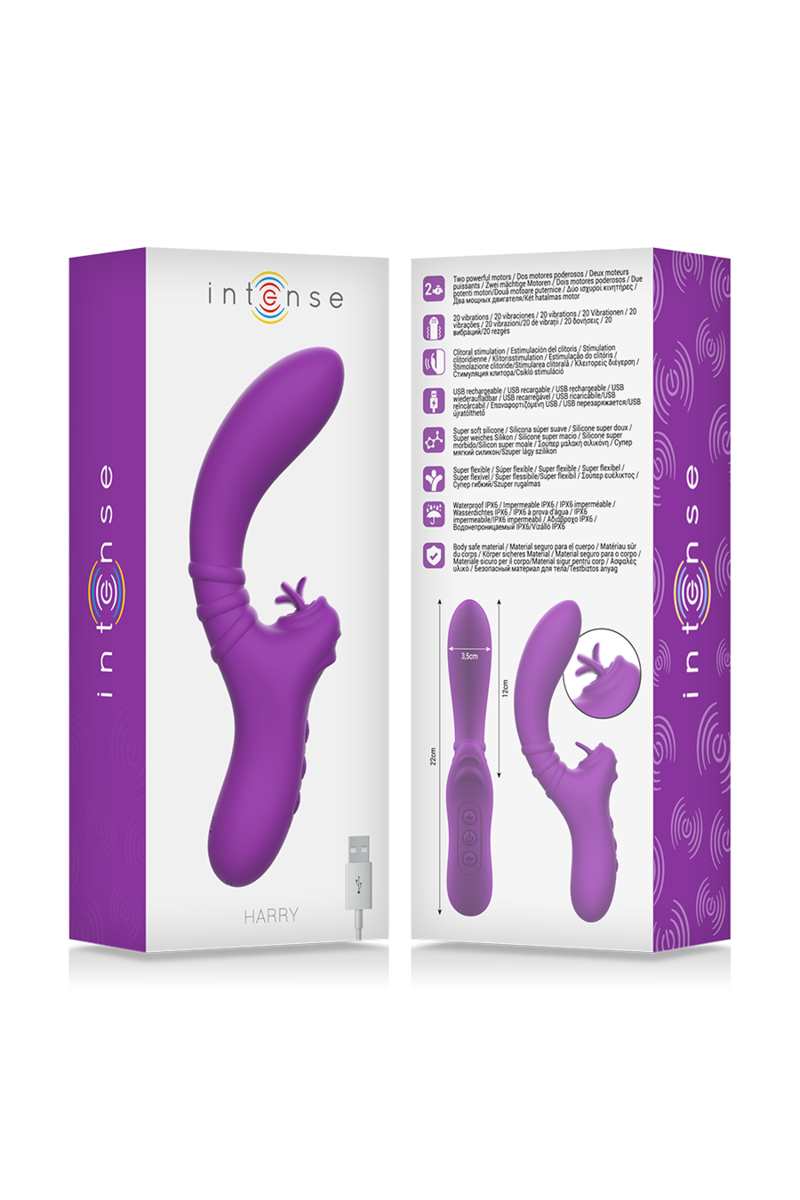 INTENSE - HARRY VIBRADOR FLEXIBLE CON LENGUA MORADO
