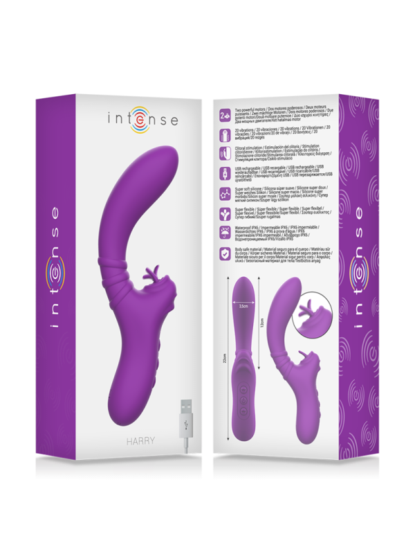 INTENSE - HARRY VIBRADOR FLEXIBLE CON LENGUA MORADO