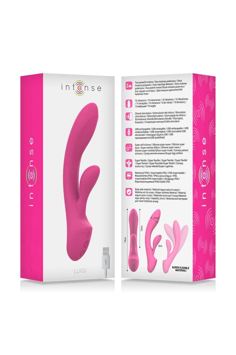INTENSE - LUIGI VIBRADOR RABBIT SILICONA LIQUIDA ROSA