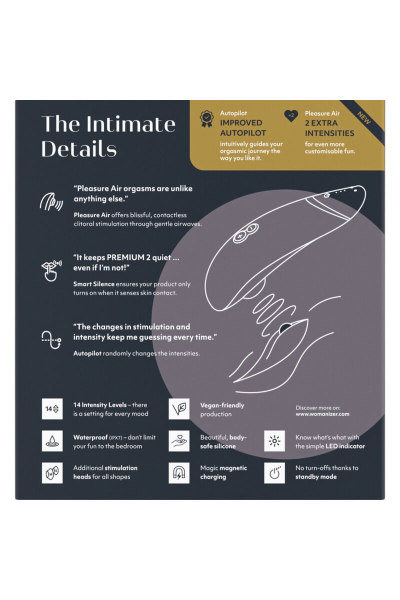 WOMANIZER - PREMIUM 2 ESTIMULADOR DE CLÍTORIS NEGRO