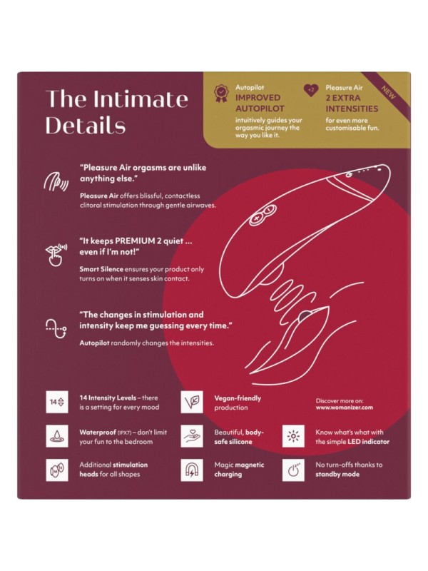 WOMANIZER - PREMIUM 2 ESTIMULADOR DE CLÍTORIS BURDEOS
