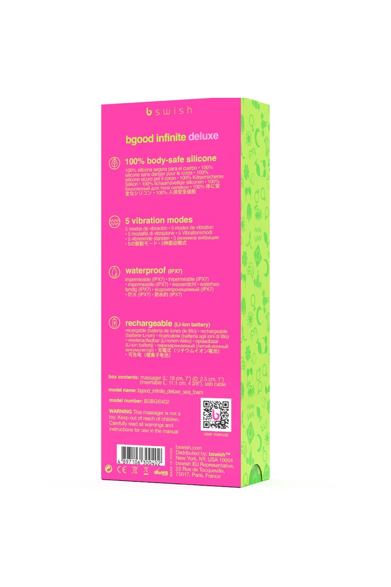 B SWISH - BGOOD INFINITE DELUXE VIBRADOR RECARGABLE SILICONA AZUL