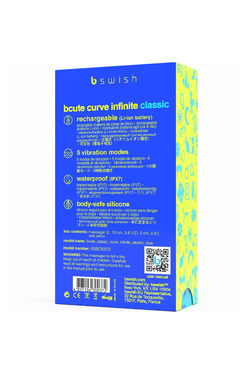 B SWISH - BCUTE CURVE INFINITE VIBRADOR RECARGABLE SILICONA AZUL