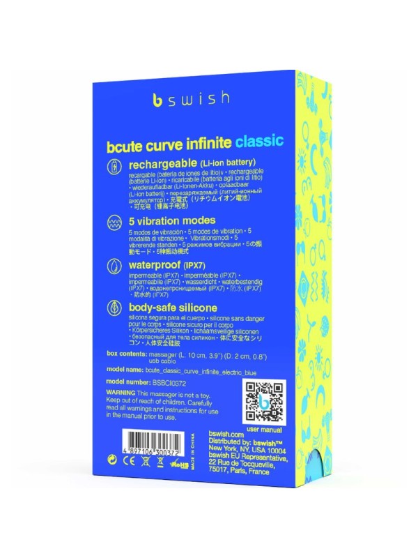 B SWISH - BCUTE CURVE INFINITE VIBRADOR RECARGABLE SILICONA AZUL
