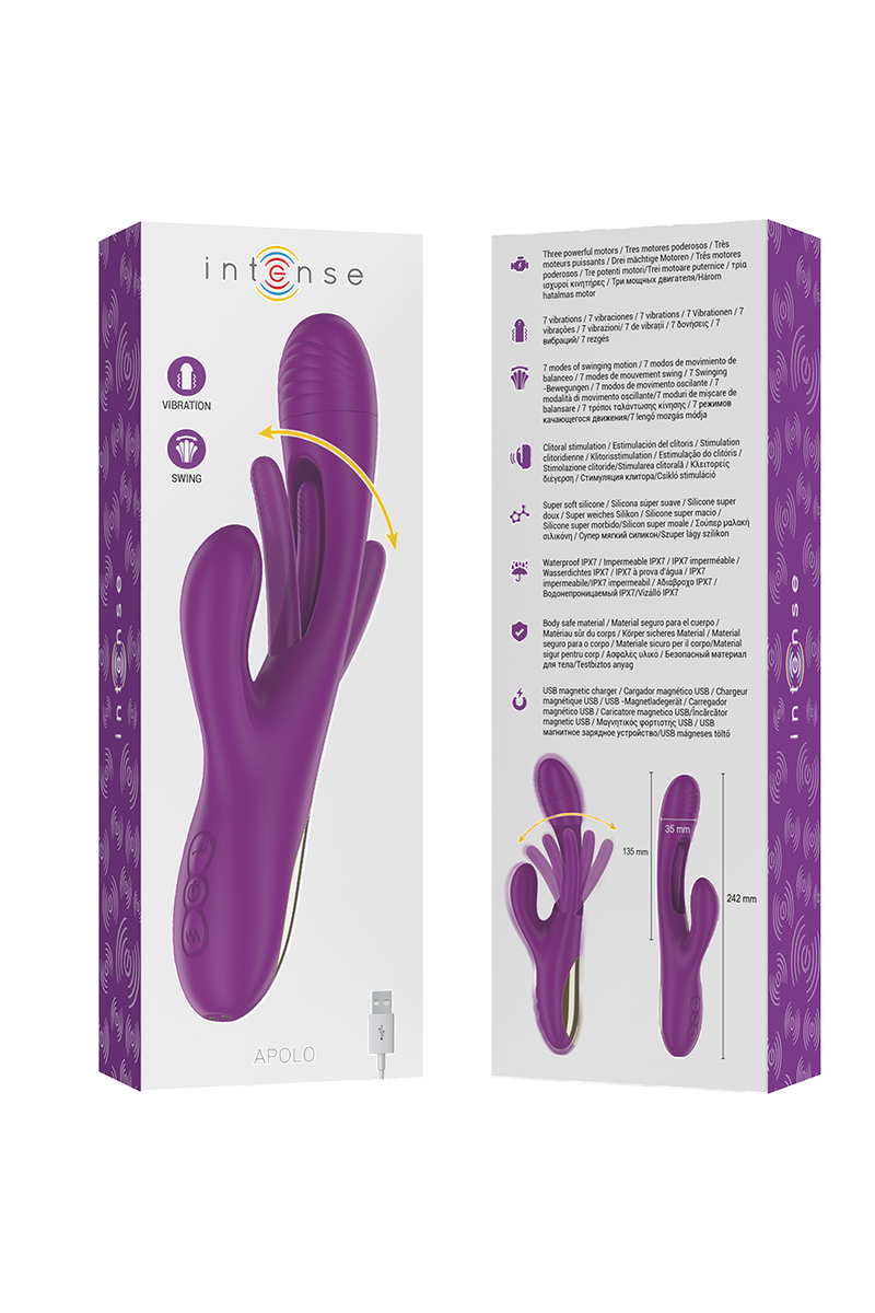 INTENSE - APOLO VIBRADOR RECARGABLE 7 VIBRACIONES CON LENGUA OSCILANTE