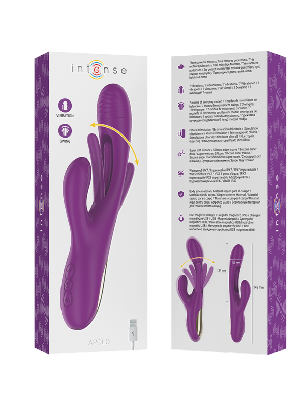 INTENSE - APOLO VIBRADOR RECARGABLE 7 VIBRACIONES CON LENGUA OSCILANTE