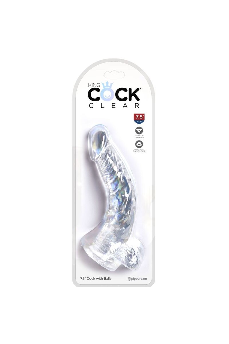 KING COCK - CLEAR PENE REALISTICO CURVADO 16.5 CM TRANSPARENTE