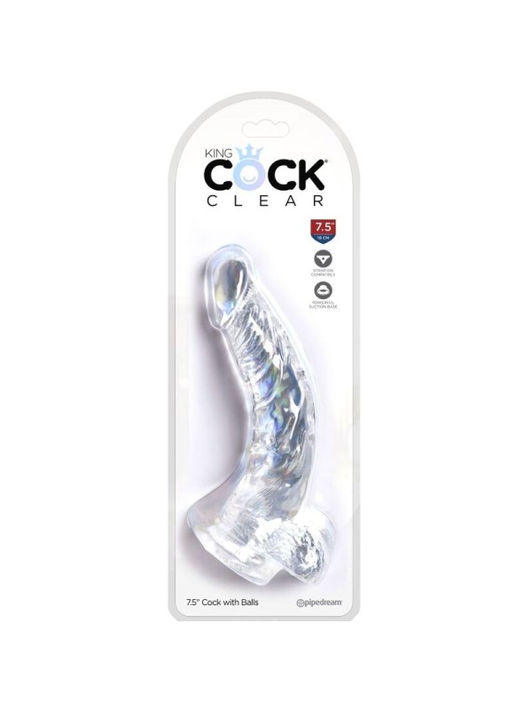 KING COCK - CLEAR PENE REALISTICO CURVADO 16.5 CM TRANSPARENTE