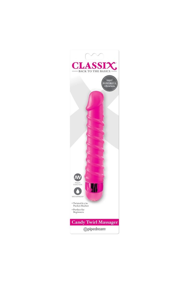 CLASSIX - MASAJEADOR VIBRADOR CANDY TWIRL 16.5 CM ROSA