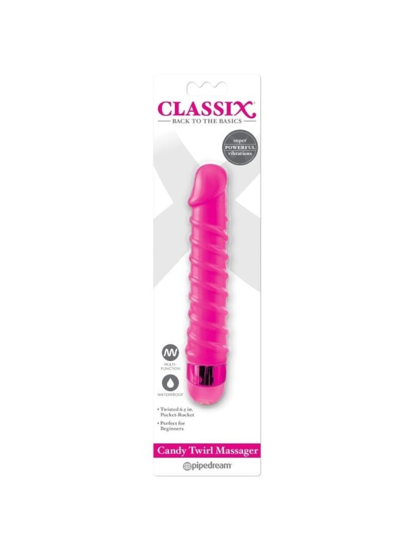 CLASSIX - MASAJEADOR VIBRADOR CANDY TWIRL 16.5 CM ROSA