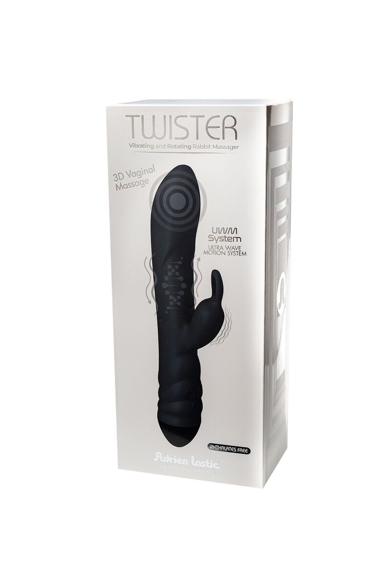 ADRIEN LASTIC - TWISTER MASAJEADOR VIBRADOR Y ROTADOR RABBIT NEGRO
