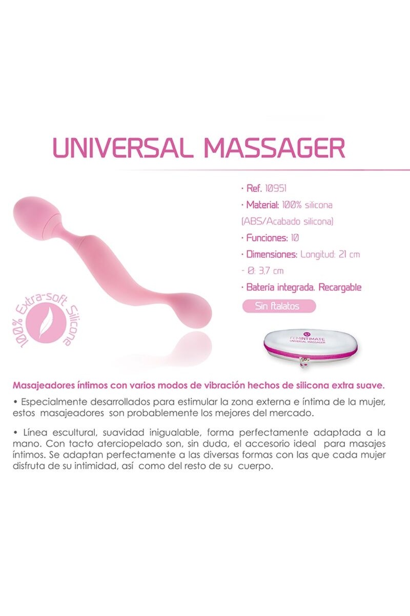 FEMINTIMATE - MASAJEADOR UNIVERSAL VIBRADOR SILICONA ROSA