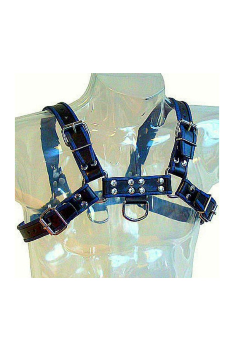 LEATHER BODY - ARNES CUERO AZUL Y NEGRO CHEST BULLDOG