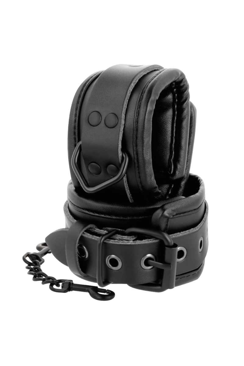 DARKNESS - ESPOSAS Y COLLAR DE CUERO NEGRO