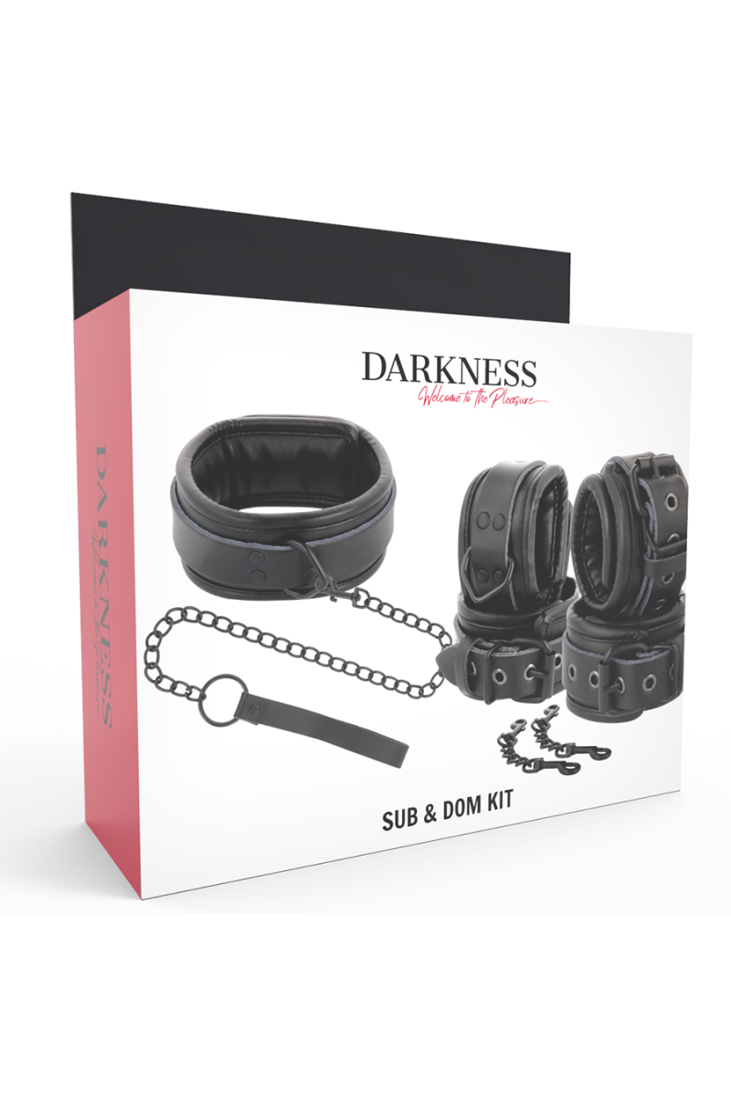 DARKNESS - ESPOSAS Y COLLAR DE CUERO NEGRO