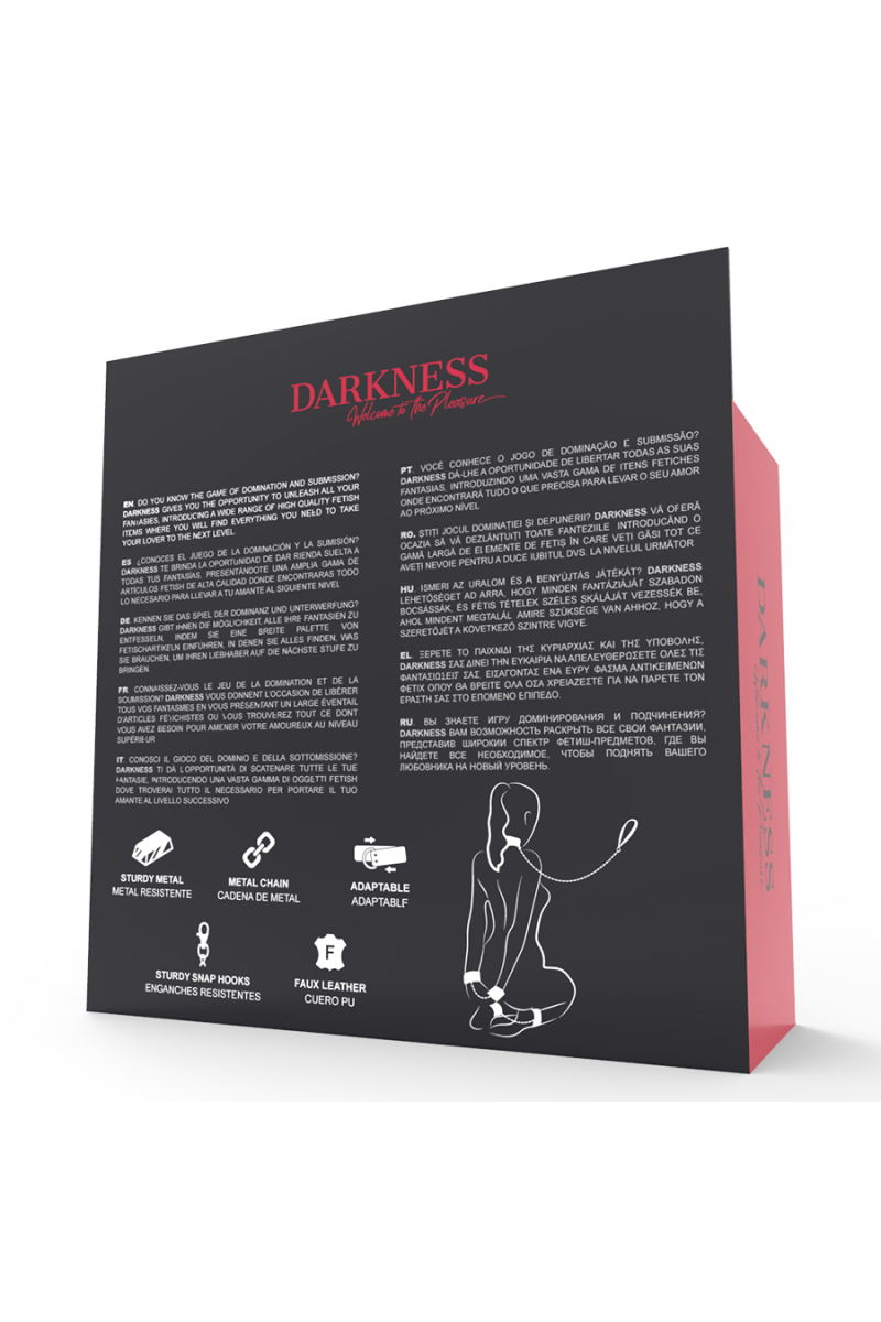 DARKNESS - ESPOSAS Y COLLAR DE CUERO NEGRO