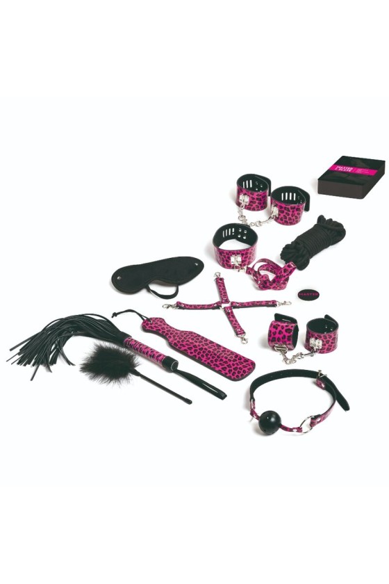 TEASE & PLEASE - JUEGO 13 ACCESORIOS BONDAGE MAGENTA