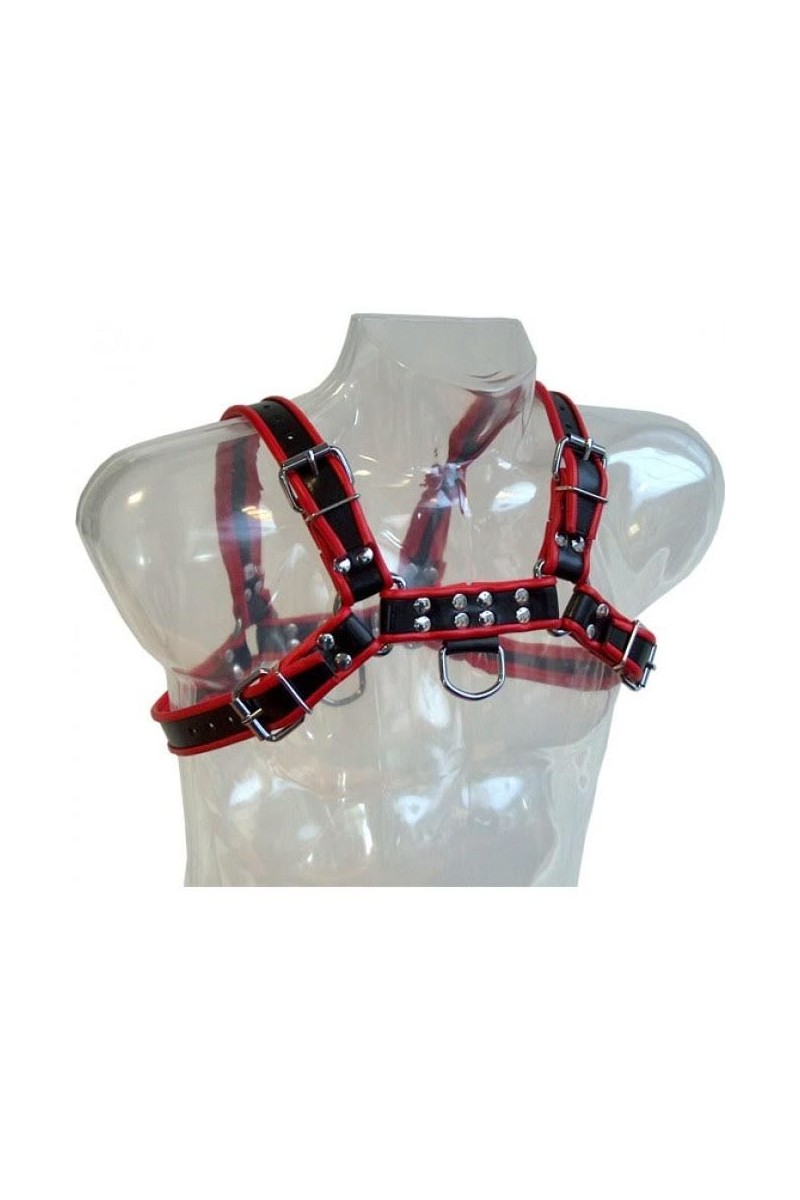 LEATHER BODY - CHAIN HARNESS III BLACK / RED