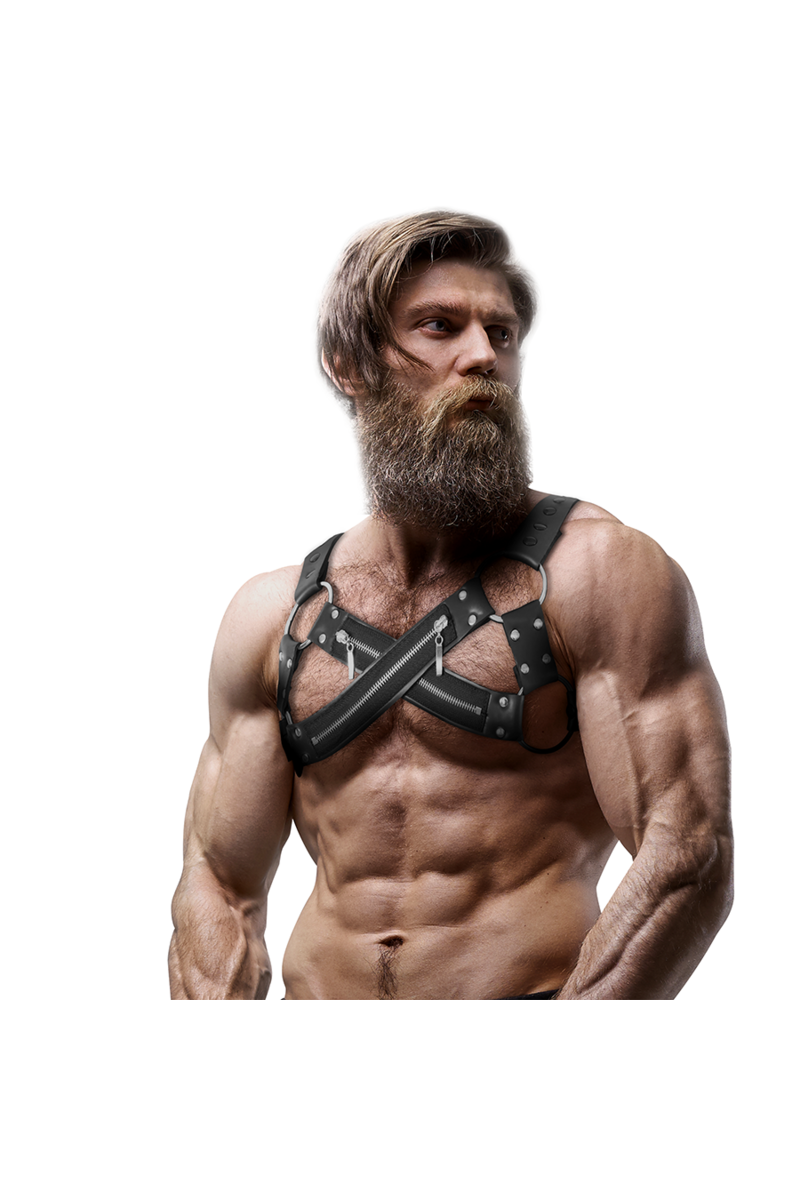 FETISH SUBMISSIVE ATTITUDE - ARNÉS BULLDOG AJUSTABLE NEOPRENO PECHO