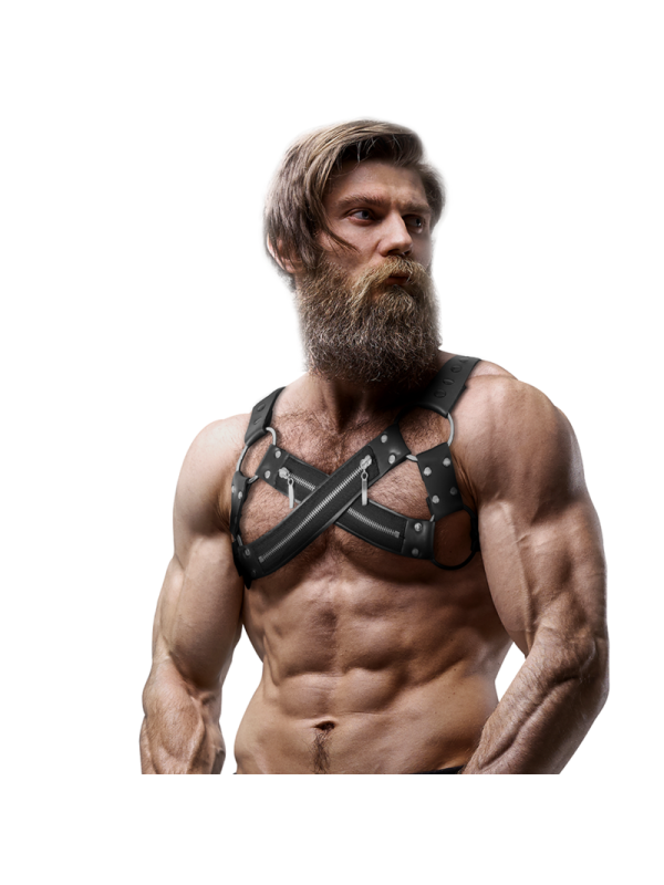 FETISH SUBMISSIVE ATTITUDE - ARNÉS BULLDOG AJUSTABLE NEOPRENO PECHO