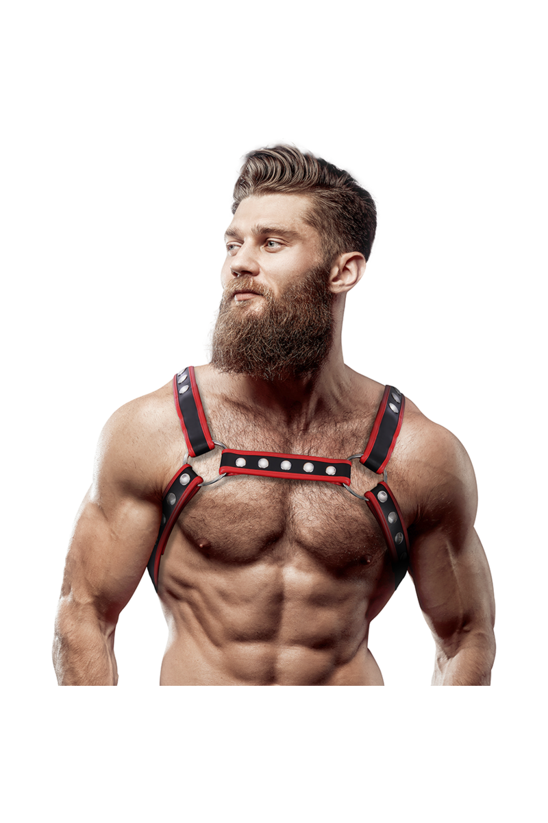 ARNÉS BULLDOG ECOPIEL PECHO HOMBRE NEGRO/ROJO