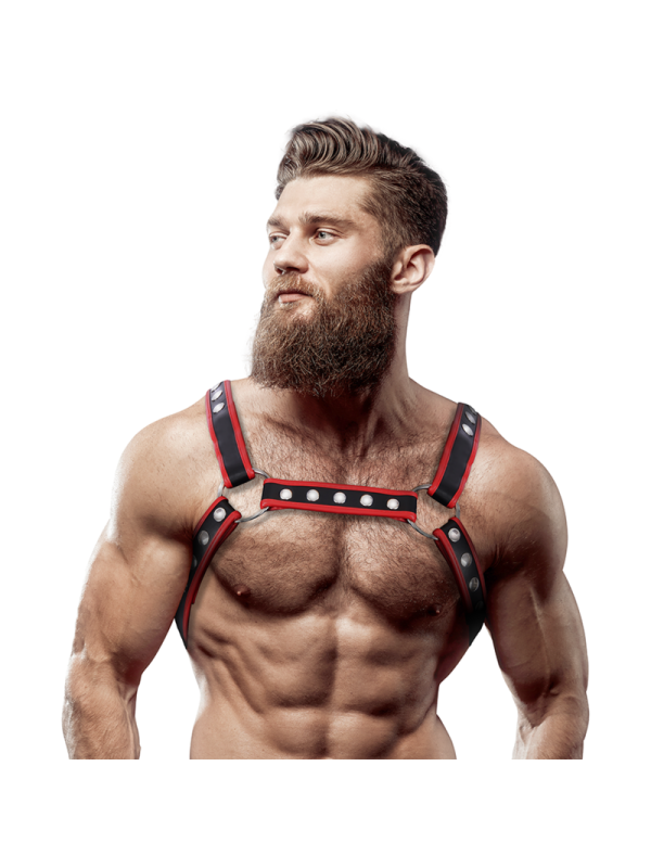 ARNÉS BULLDOG ECOPIEL PECHO HOMBRE NEGRO/ROJO