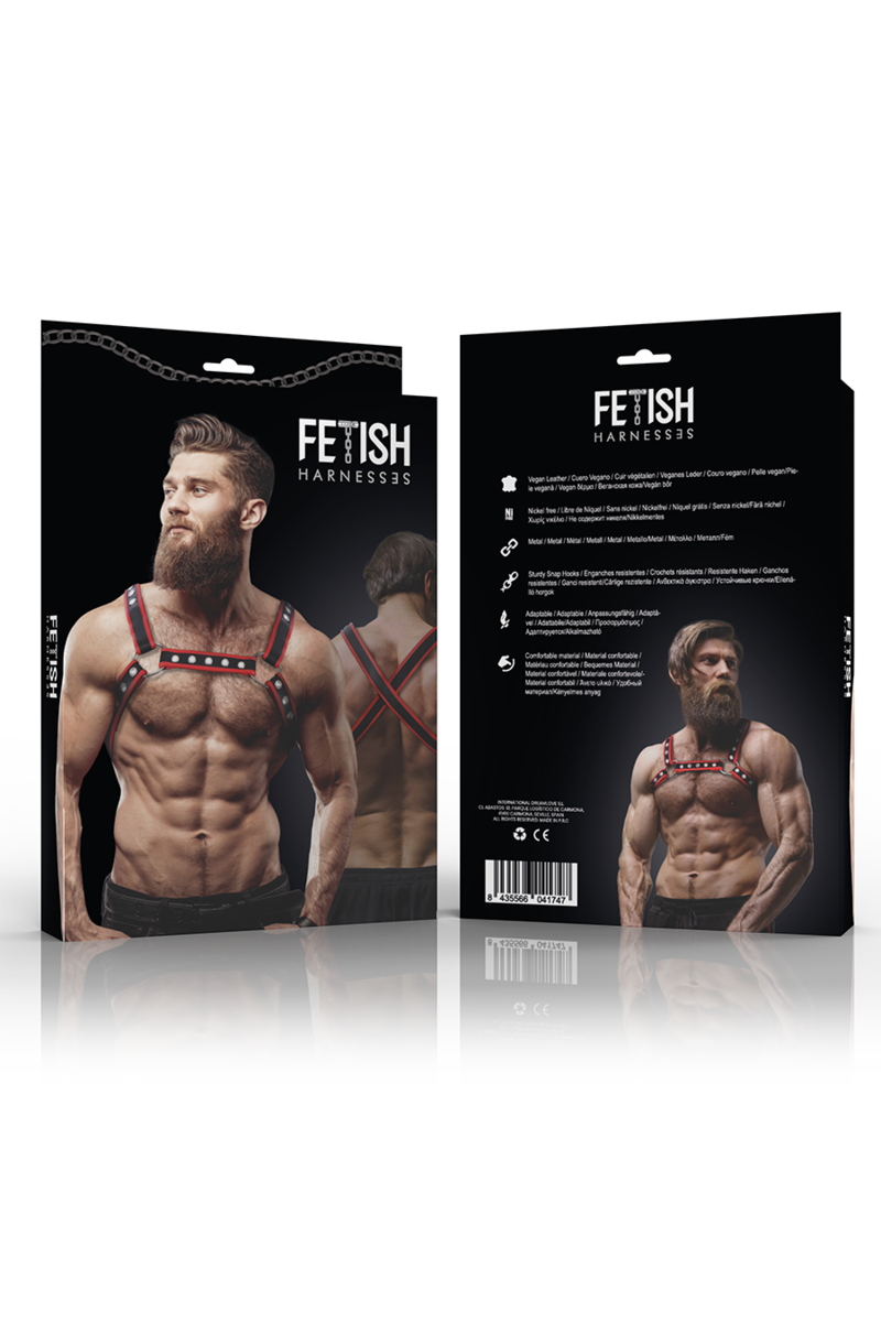 ARNÉS BULLDOG ECOPIEL PECHO HOMBRE NEGRO/ROJO