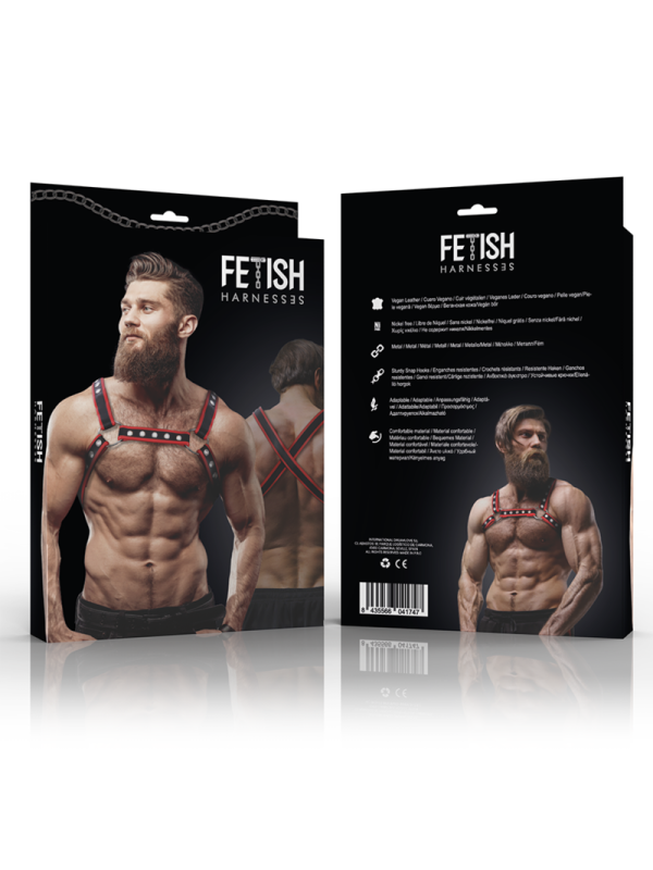 ARNÉS BULLDOG ECOPIEL PECHO HOMBRE NEGRO/ROJO