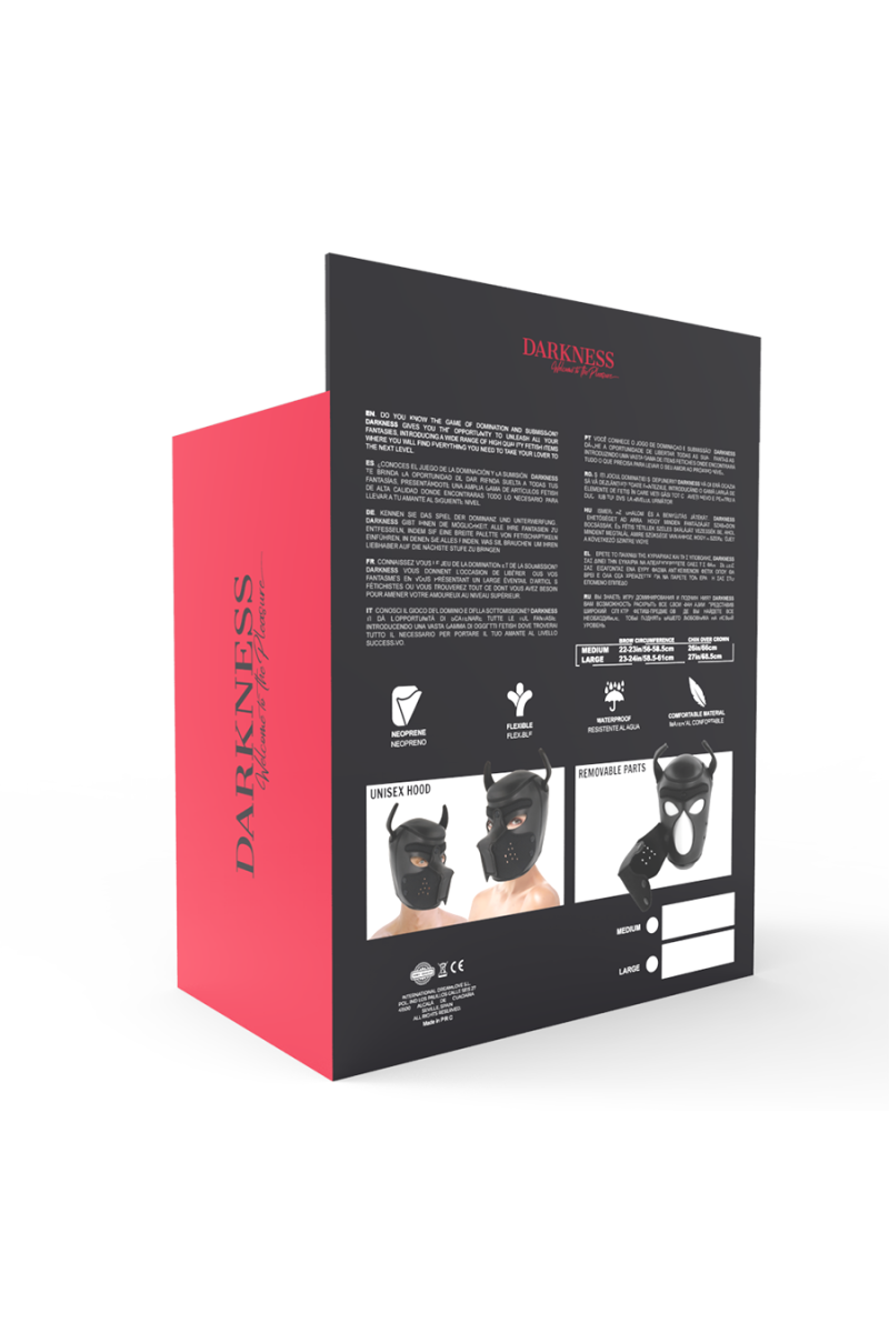 DARKNESS - MÁSCARA PERRO DE NEOPRENO CON HOCICO EXTRAÍBLE M