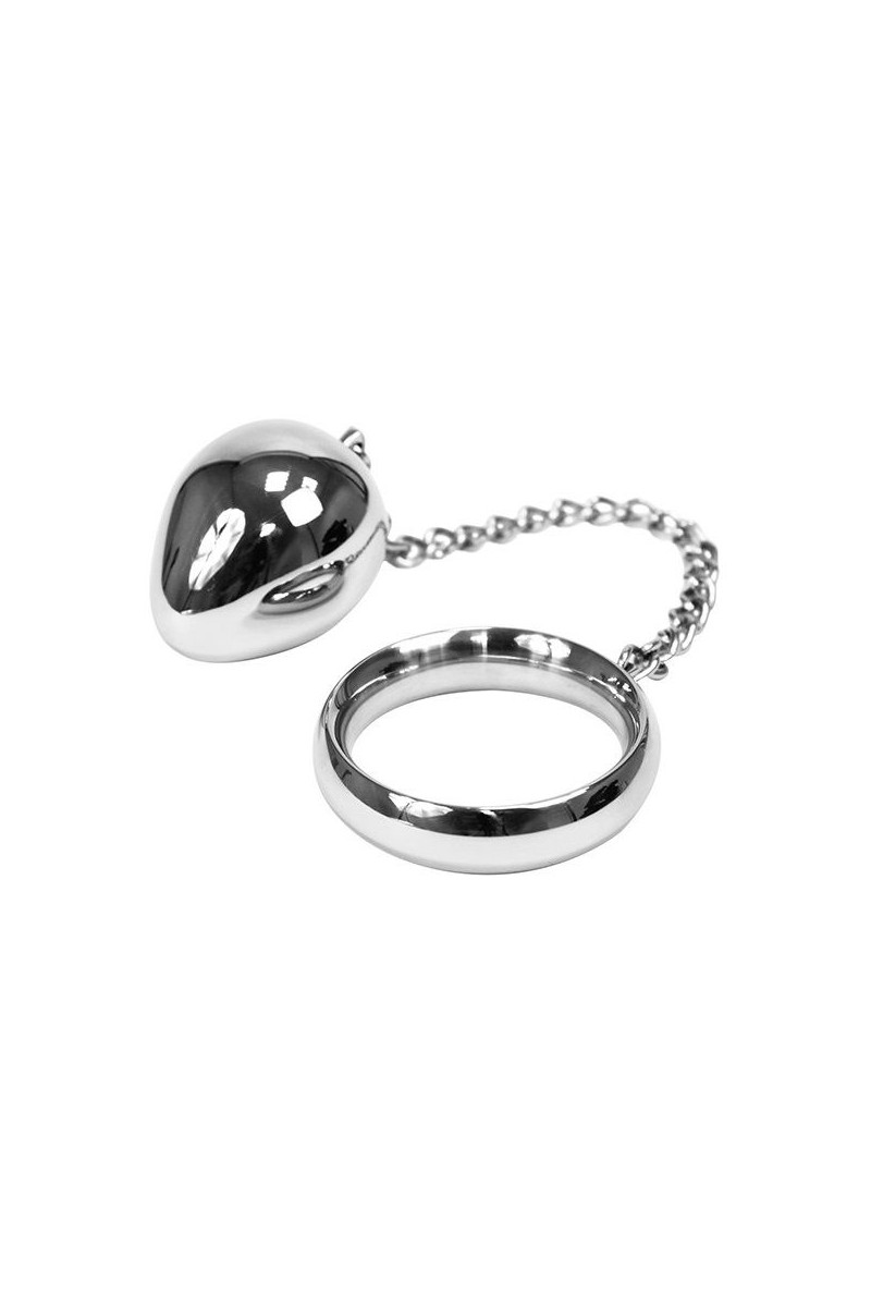 METAL HARD - COCK RING 45MM + CADENA CON BOLA METAL