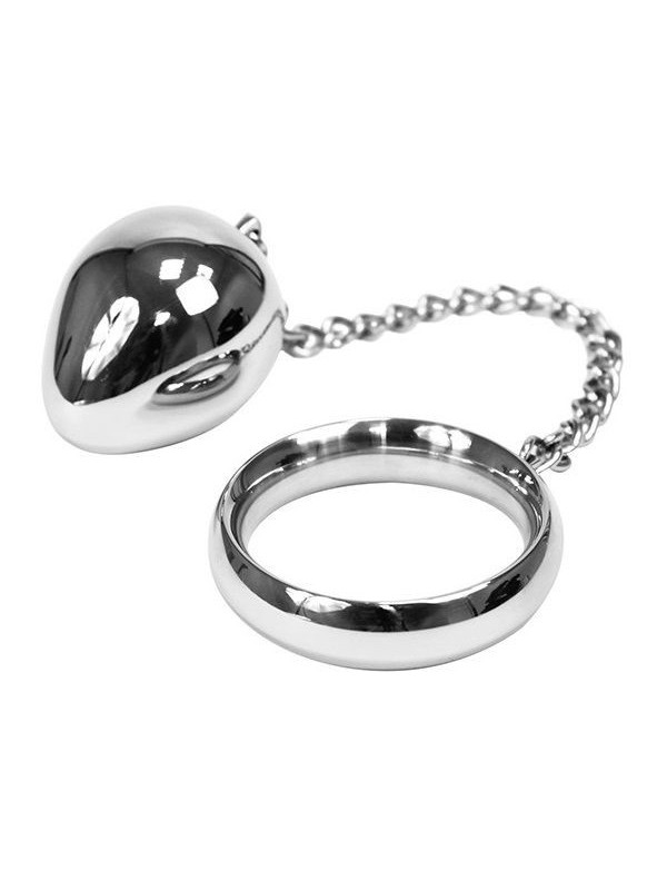 METAL HARD - COCK RING 45MM + CADENA CON BOLA METAL