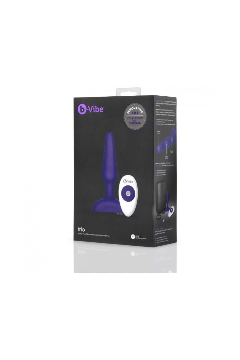 B-VIBE - TRIO CONTROL REMOTO PLUG ANAL LILA
