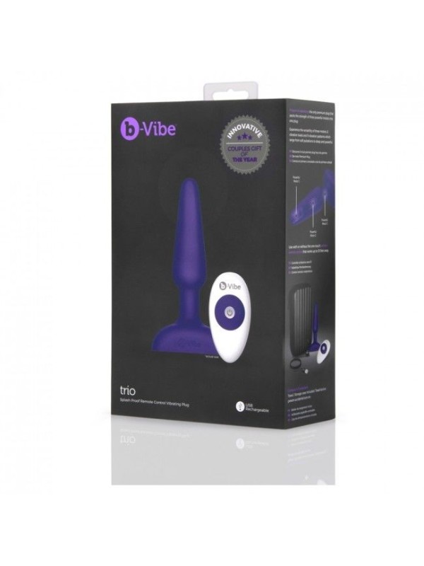 B-VIBE - TRIO CONTROL REMOTO PLUG ANAL LILA