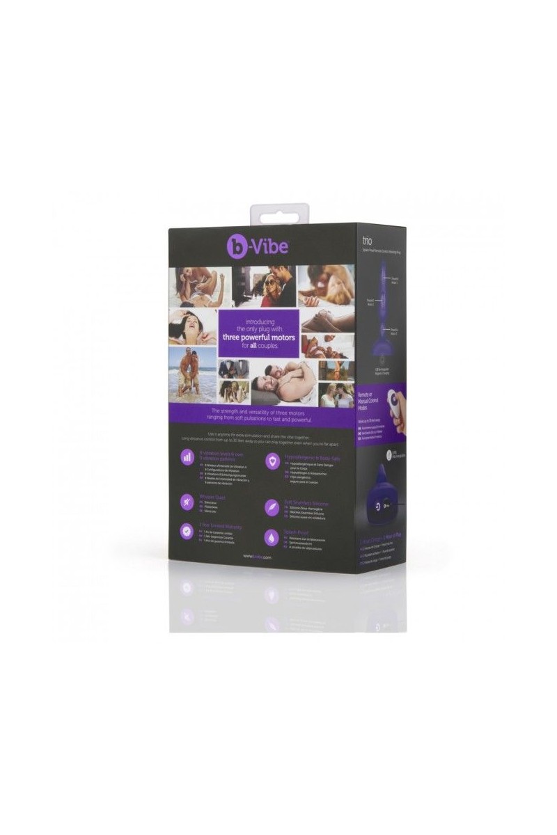 B-VIBE - TRIO CONTROL REMOTO PLUG ANAL LILA
