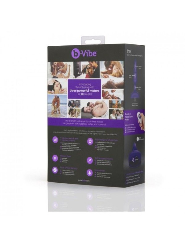 B-VIBE - TRIO CONTROL REMOTO PLUG ANAL LILA
