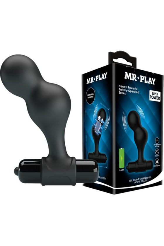 MR PLAY - PLUG ANAL VIBRADOR DE SILICONA NEGRO