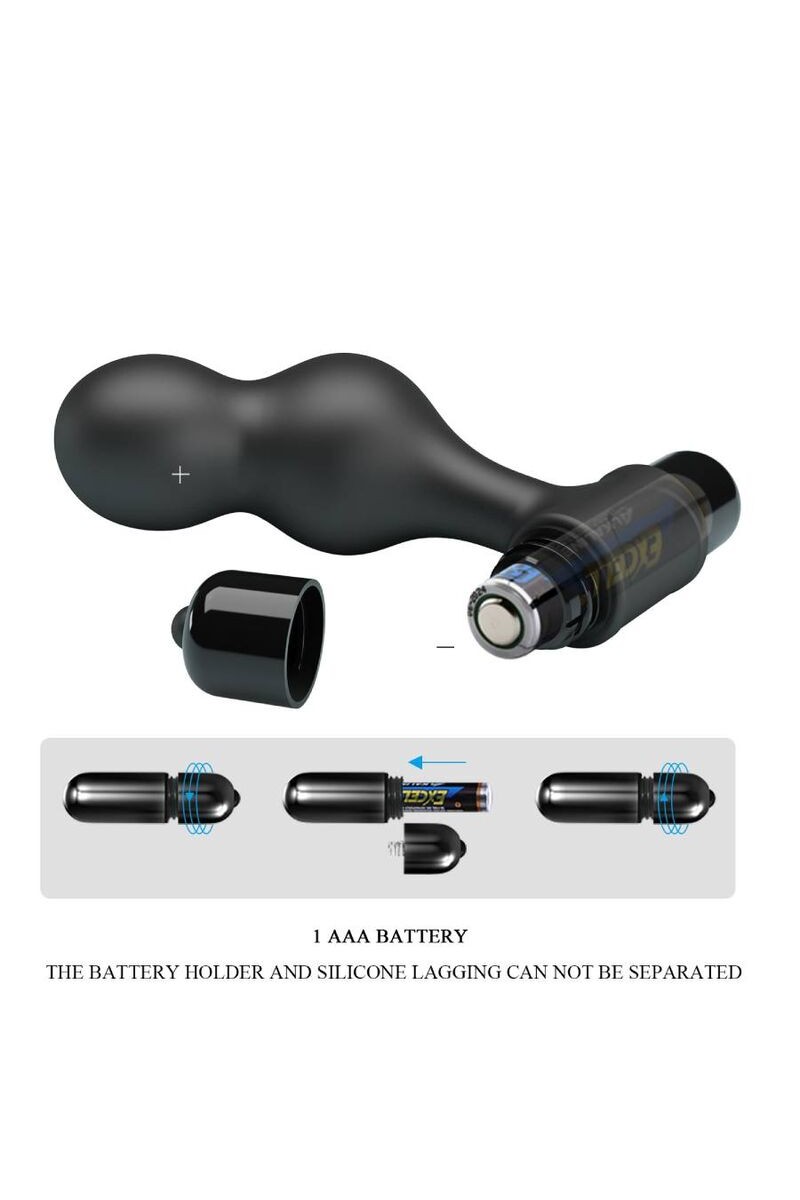 MR PLAY - PLUG ANAL VIBRADOR DE SILICONA NEGRO