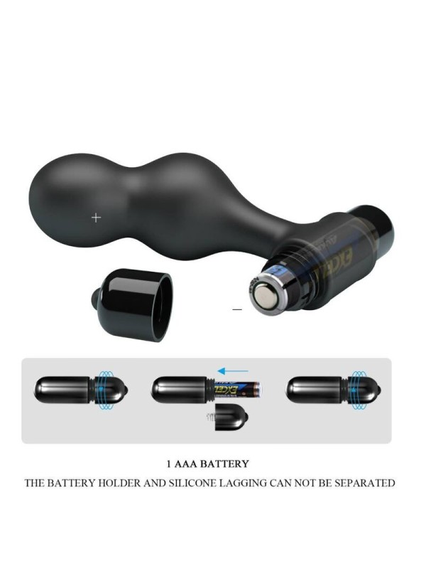 MR PLAY - PLUG ANAL VIBRADOR DE SILICONA NEGRO