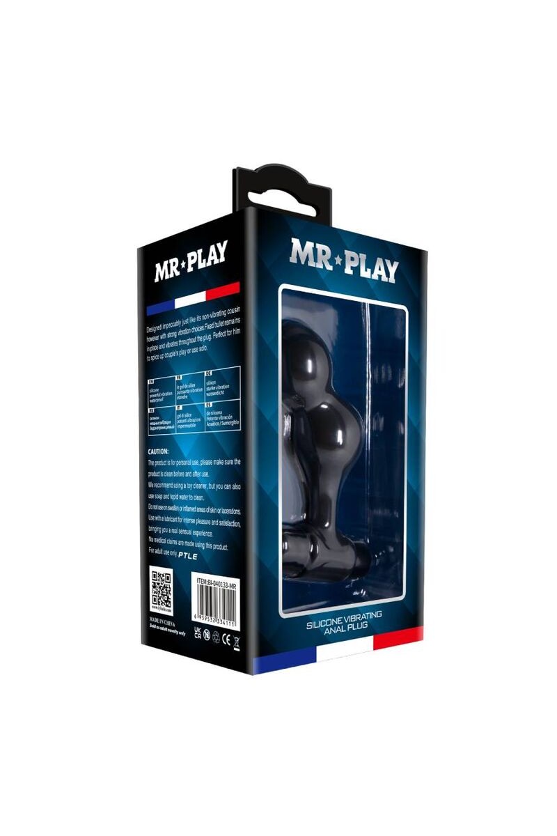 MR PLAY - PLUG ANAL VIBRADOR DE SILICONA NEGRO