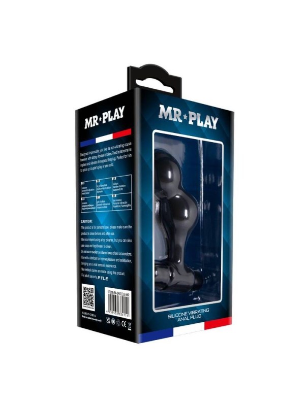 MR PLAY - PLUG ANAL VIBRADOR DE SILICONA NEGRO