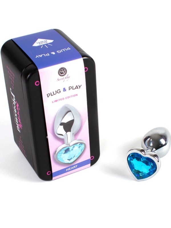 SECRETPLAY - METAL BUTT PLUG CORAZÓN AZUL TALLA S 7 CM