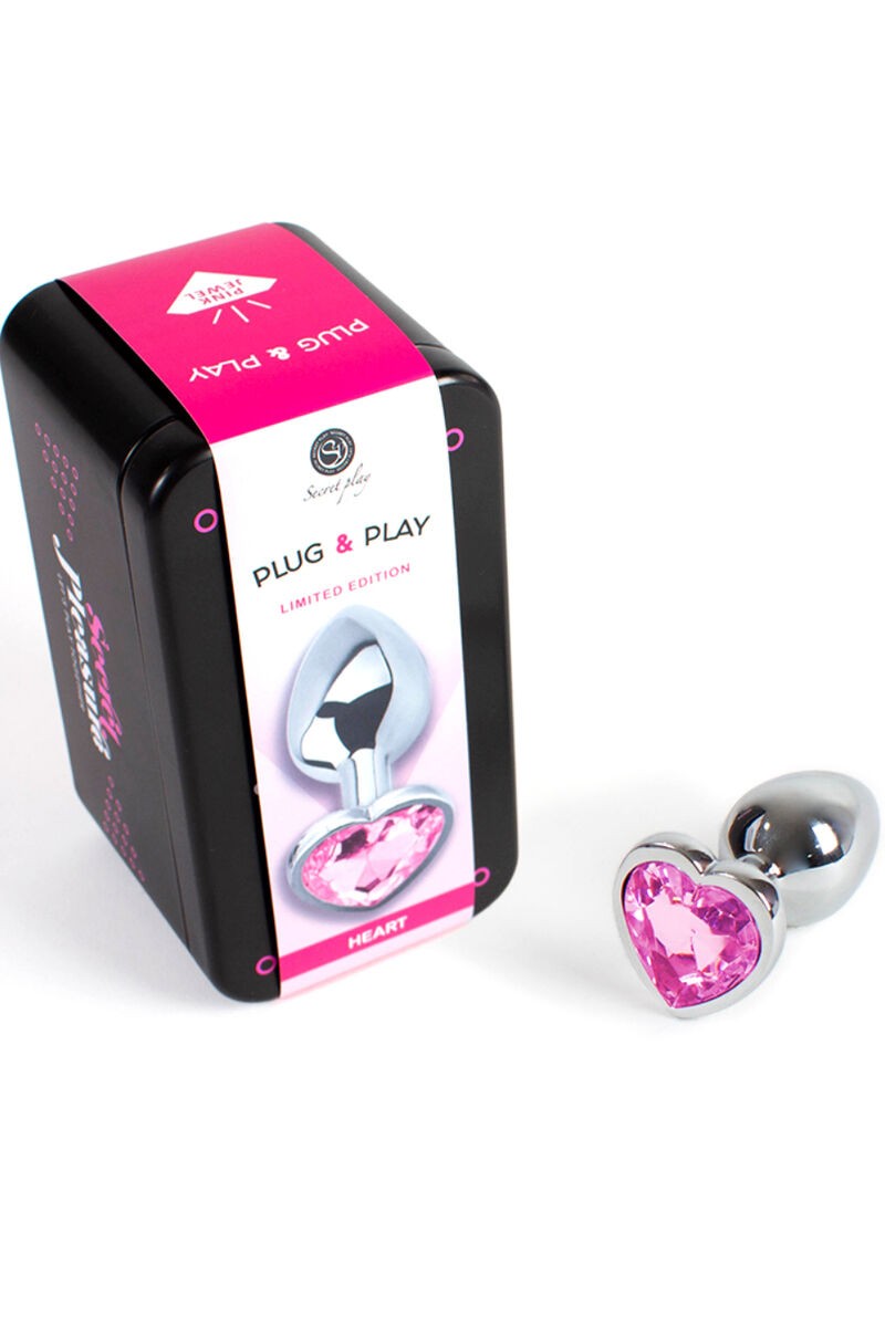 SECRETPLAY - METAL BUTT PLUG CORAZÓN FUCSIA TALLA S 7 CM