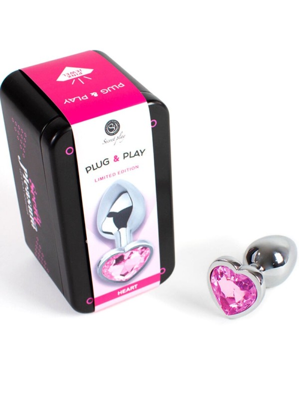 SECRETPLAY - METAL BUTT PLUG CORAZÓN FUCSIA TALLA S 7 CM