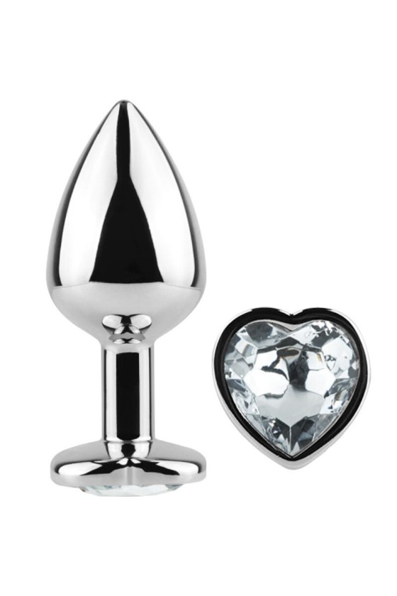 SECRETPLAY - METAL BUTT PLUG CORAZÓN TRANSPARENTE TALLA S 7 CM
