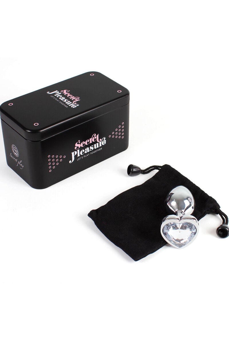 SECRETPLAY - METAL BUTT PLUG CORAZÓN TRANSPARENTE TALLA S 7 CM