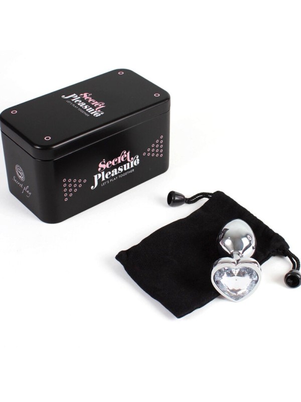 SECRETPLAY - METAL BUTT PLUG CORAZÓN TRANSPARENTE TALLA S 7 CM